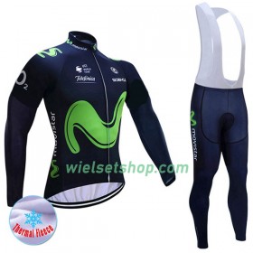 Fietskleding Dames (Fietsshirt Lange Mouw + Lange Koersbroek) 2017 Movistar Team N001 Winter Thermal Fleece